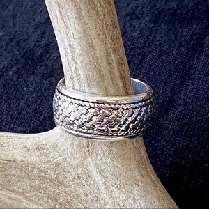 NEW 1cm Silver BasketWeave Band/10